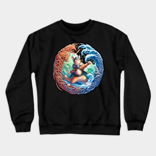 Cute Viking Cat Norse Mythology Celtic Knot Crewneck Sweatshirt